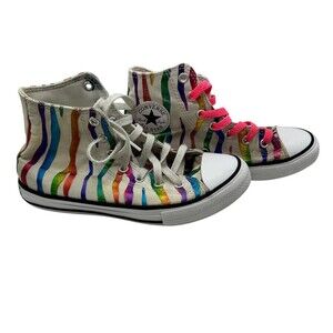 Converse Chuck Taylor All Star Youth High Top Sneakers Rainbow Zebra Girls Sz 2